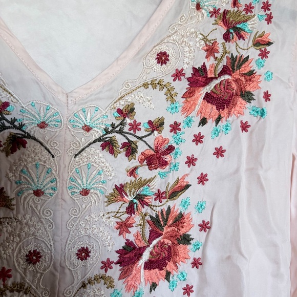 Sun Dance Embroidered Floral V-Neck Blouse - Picture 2 of 5